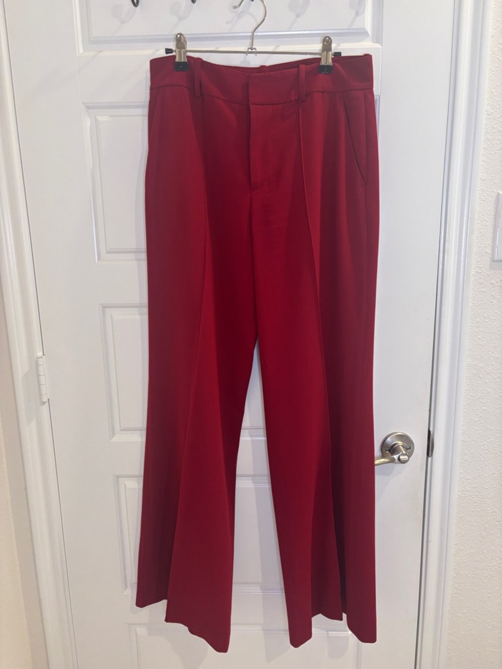 Alice + Olivia Red Wide Leg Pants High Rise Tailored Trousers Size 8